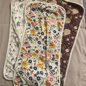 Copper Pearl Set of 3 Floral Burp Cloths Scarlet